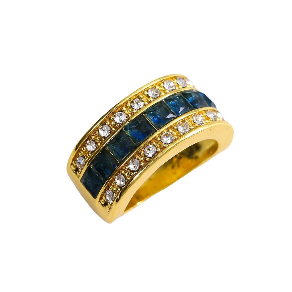 Chenrui Saphir und vergoldeter Unisex quadratischer Diamantring - Europäischer und amerikanischer Stil