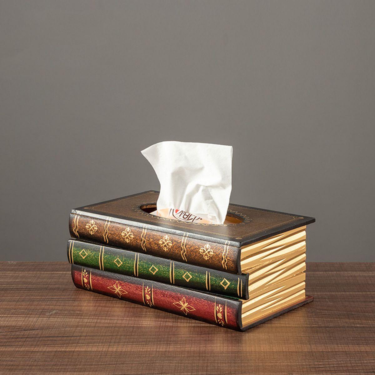 

Book Shaped Vintage Wooden Wipes Storage Case Napkin Box Paper Towel Dispenser Tissue Holder A кофейный