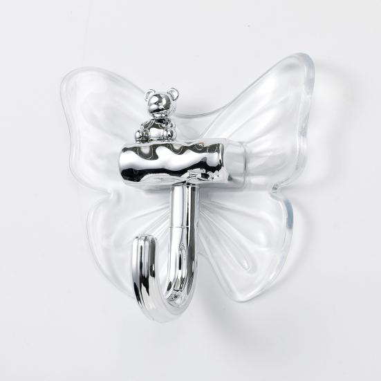 4Pcs Adhesive Butterfly Hooks Wall Mounted Bathroom Hanger Decorative Cute Butterfly Bear Hook for Towels Keys Kitchen Utensils