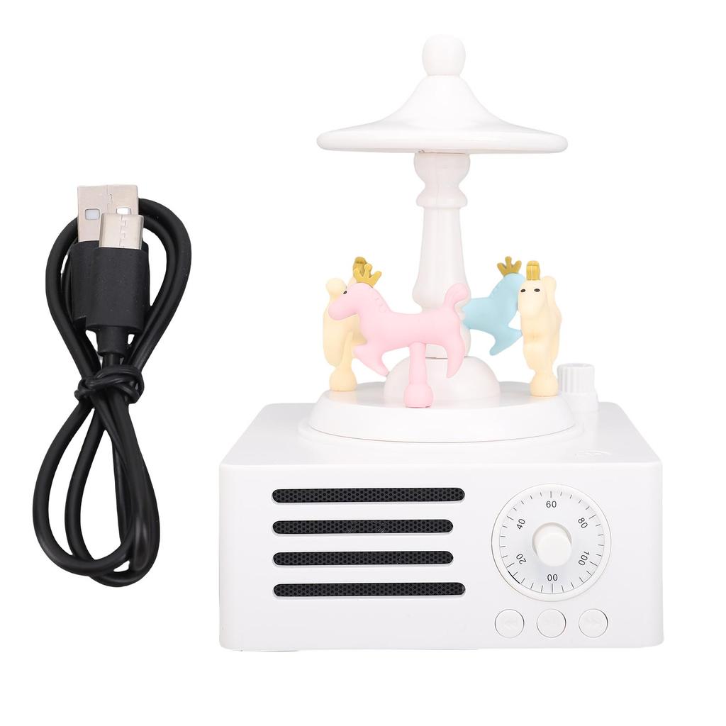 Innovative Speaker Rotating Horse Decor Music Box Bluetooth Small Memory Card AUX Playback 360 Degree Stereo Sound