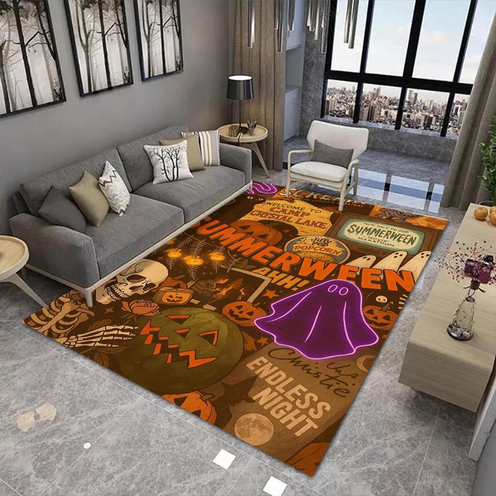 Halloween Pumpkin Print Area Rugs Anti Slip Machine Washable Carpet Bedroom Living Room Bathroom Dormitories Floor Mat