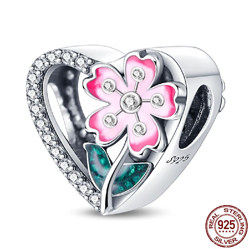 Copper Diy Beads Heart Shaped Tree Of Life Series Charm Fit Pan Original Bracelet For Women Jewelry Birthday Gift