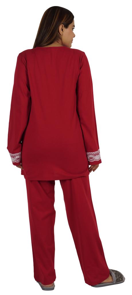 Moomaya Womens Solid 2 Pcs Nightwear Set Sleepwear Top & Pajama PJ NightSets