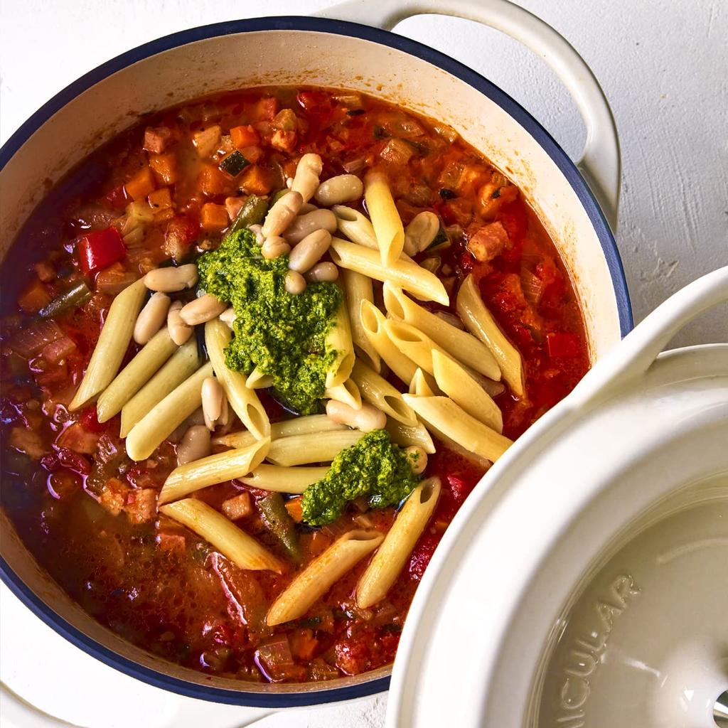 Vermicular Emaille-Topf, 22 cm, Perlbraun, wasserfreies Kochen, spezielles Rezeptbuch inklusive, Ofentopf, rund, BRN22R