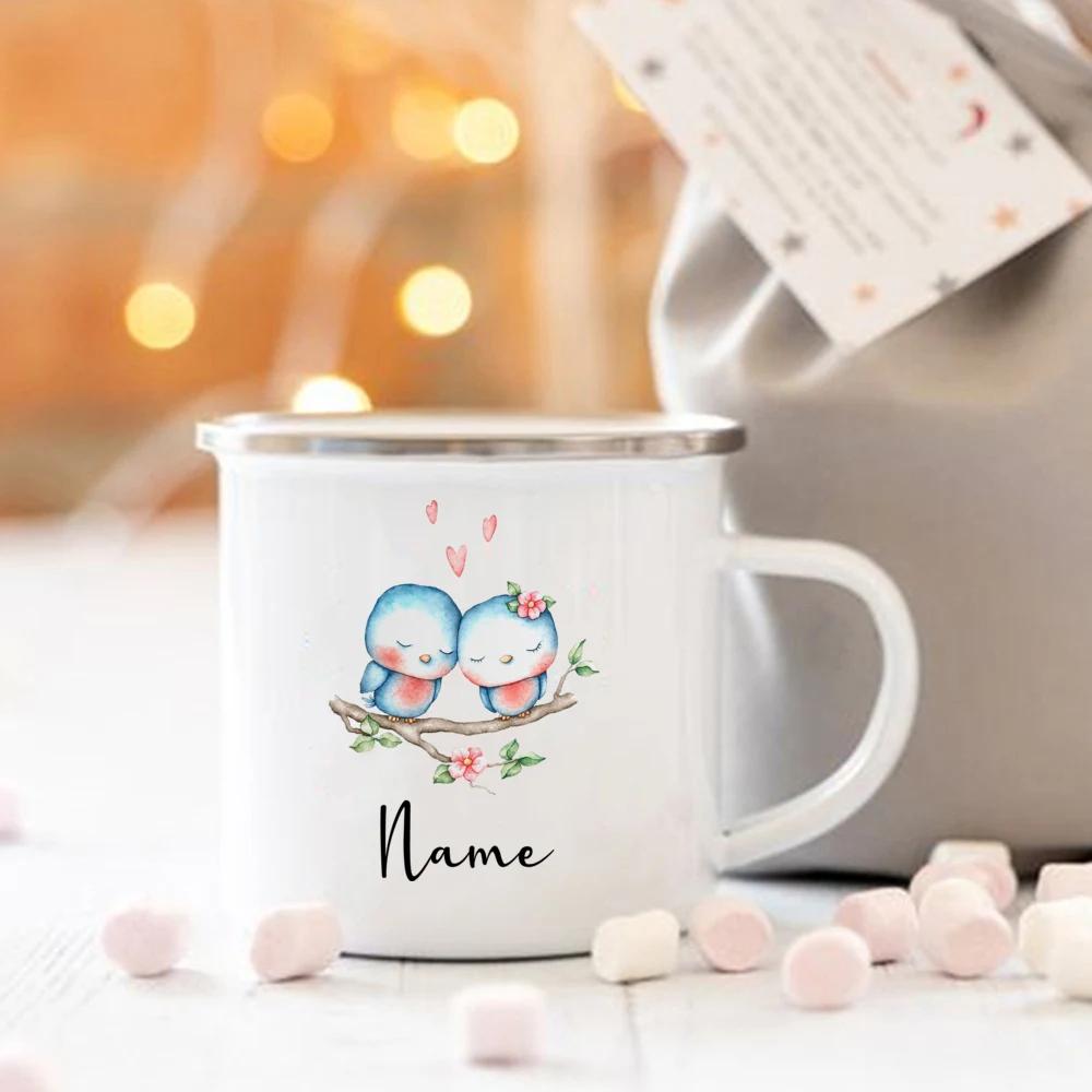 Personalized Animal Customize name Coffee Cup for Women Gift Custom Camping Enamel Mug Cute Deer Tiger with Name Gifts for Kid