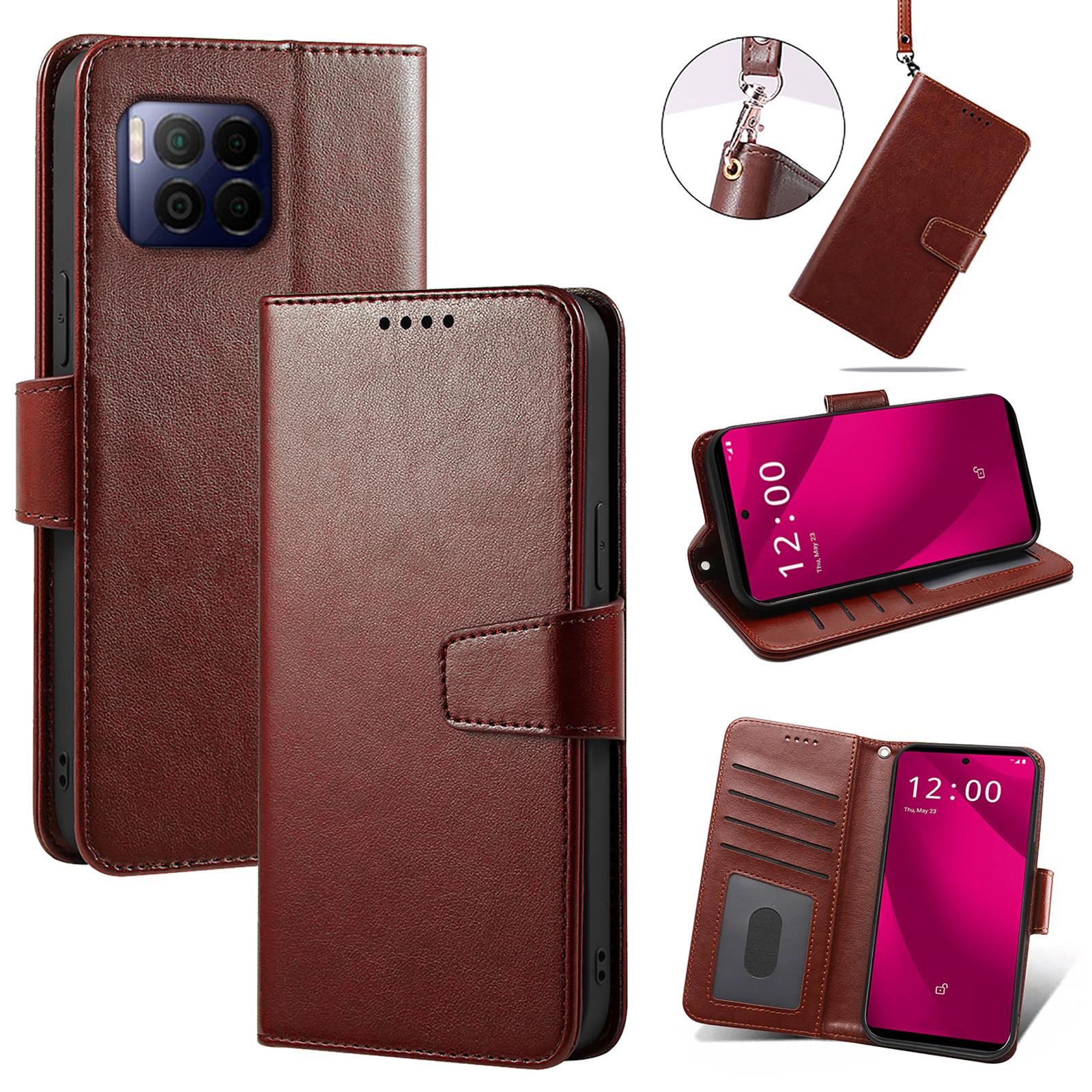 

For T-Mobile T Phone 2 Pro/REVVL 7 Pro Case Stand Leather Phone Cover Brown