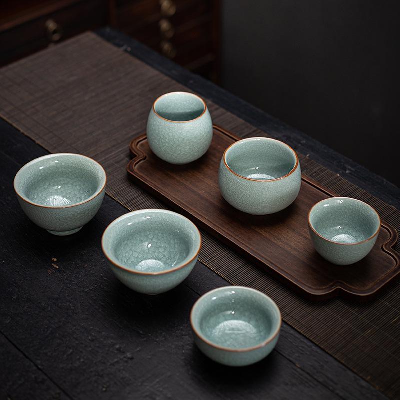 Ru Kiln Ice Flower Crackle Glaze Kung Fu Ceramic Tea Cup - Mastery In Personal Tea Tasting, Gift Box Included