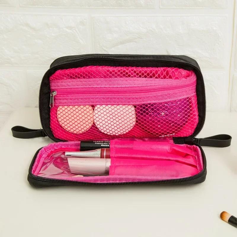 

Black Mini Make Up Bag for Female Designer Travel Nylon Storage Bag for Girl Fashion Daily Doule Zipper Small Cosmetic Bags червоний
