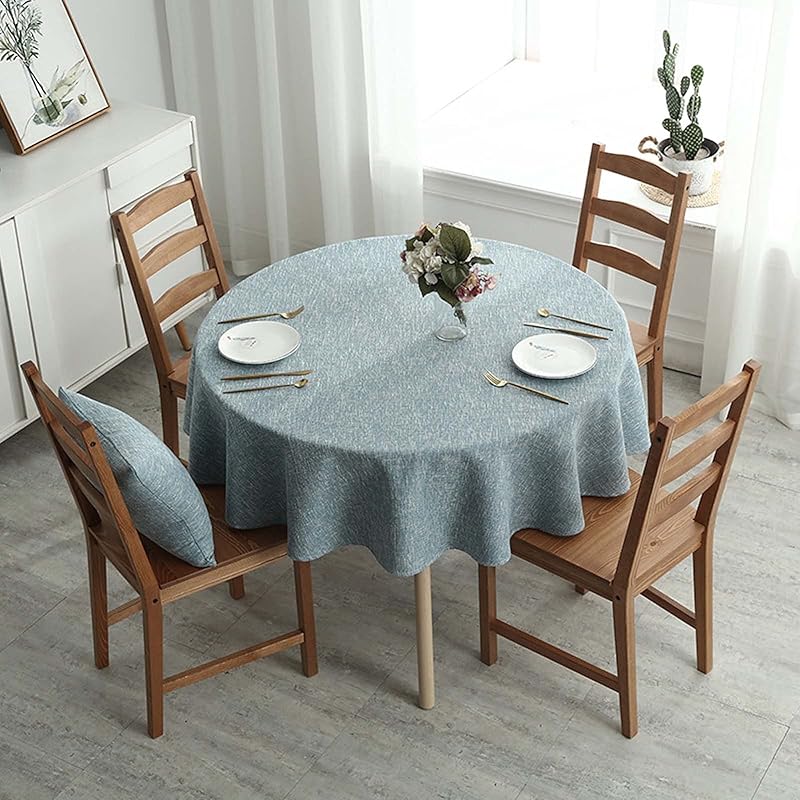 

Tablecloths for Round Tables 91 inch, Durable Linen Fabric Tablecloth, Washable Tablecloth, Round tablecloths for Table Decorations in Kitchen Dining 91 inches синій