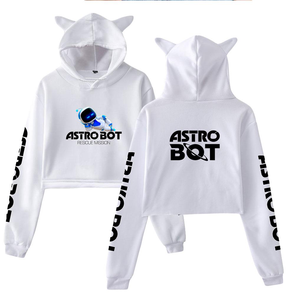 Streetwear Women Sexy Astro Bot Print Cropped Sweatshirts Oversize Loose Pullovers Spring Korean Casual Tops