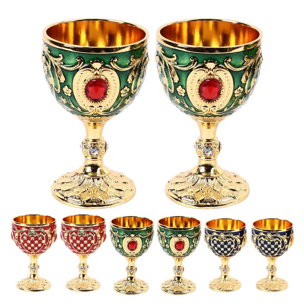 Weinglas im Vintage-Stil, Zinklegierung, elegante, dekorative Retro-Gläser mit Stiel für Zuhause, Bar, Party, 2 Stück
