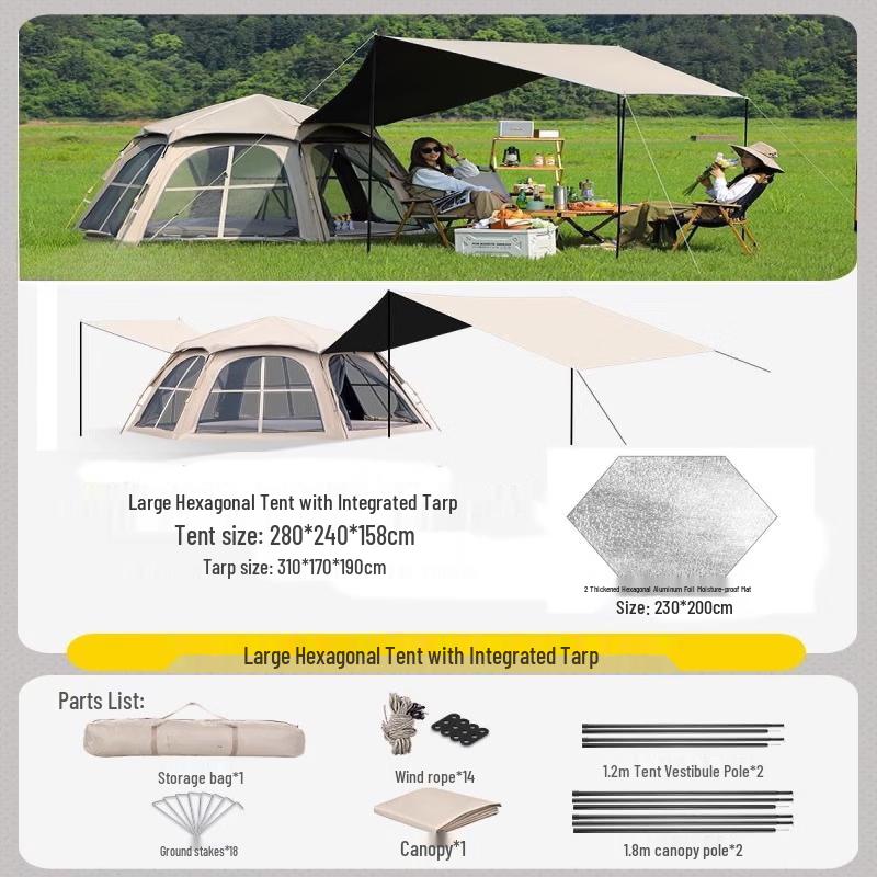 ZISIZ Hexagonal Blackout Quick-Open Camping Tent