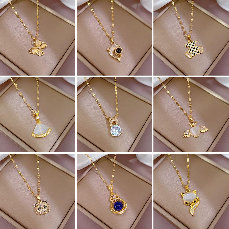 Collier à la mode pour femmes, en cuivre, Micro incrusté, en acier, Simple, maille rouge, chaîne de collier exquise