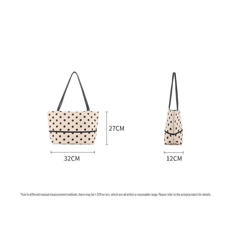 2026 Women's Polka Dot Cotton Linen Tote Bag - Large Capacity, Versatile Shoulder Handbag