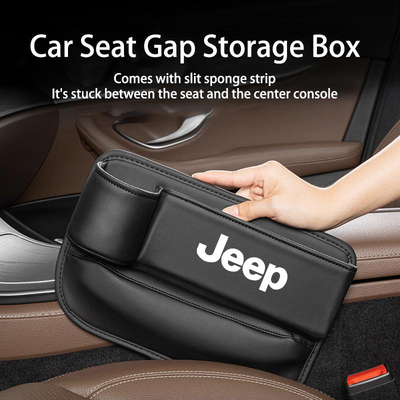 Car Leather Seat Gap Organizer With Cup Storage Box For Jeep Grand Cherokee Wrangler JK Gladiator Compass Renegade Patriot Liber