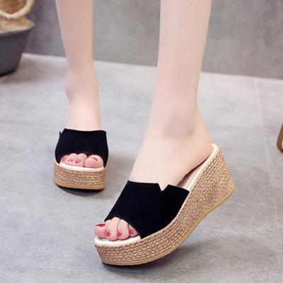 Sandálias Plataforma Femininas 2024 Nova Moda Sapatos de Salto Anabela Senhora Saltos Altos Mules de Salto Grosso Verão Casual Feminino Chinelos de Encaixar