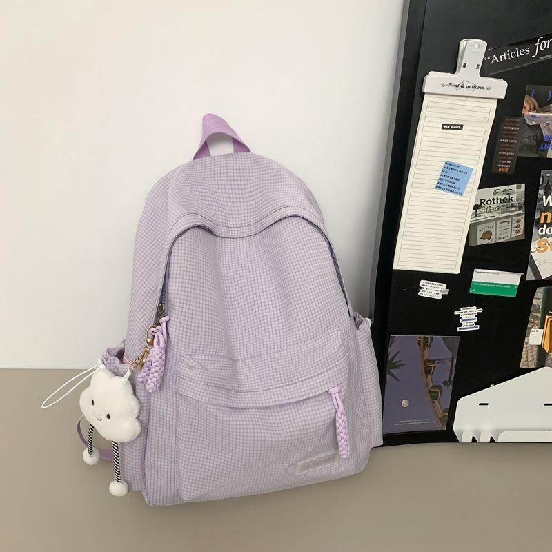 Little Fresh and Artistic Girl Backpack Junior High School Students High School Students Plaid Lightweight School Bag Large Capacity Backpack