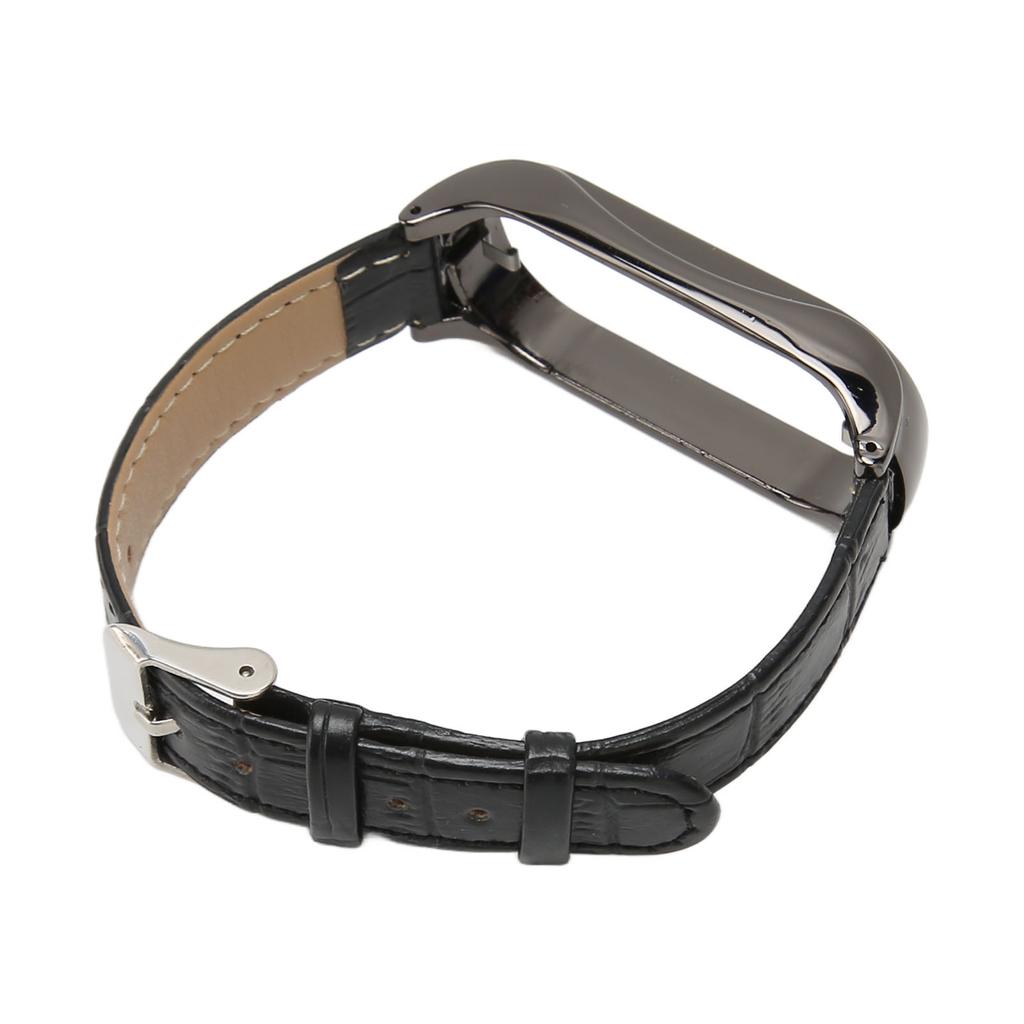 Sport Wrist Band for Mi Band 7 Soft PU Leather Breathable Replacement Loop Strap for Running Hiking Black