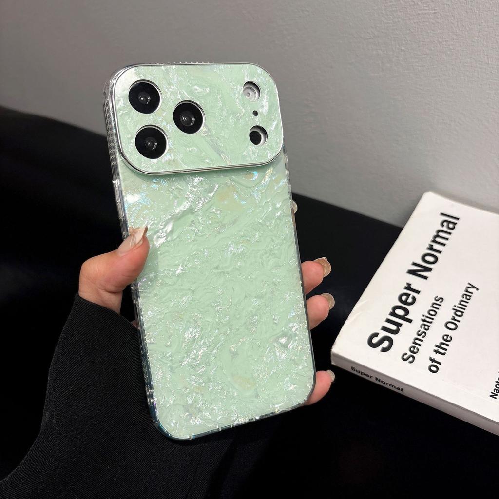 Applicable To Iphone17promax Large Window Gilt Glitter Shell Pattern Mobile Phone Case Apple 16 Solid Color Protective Case