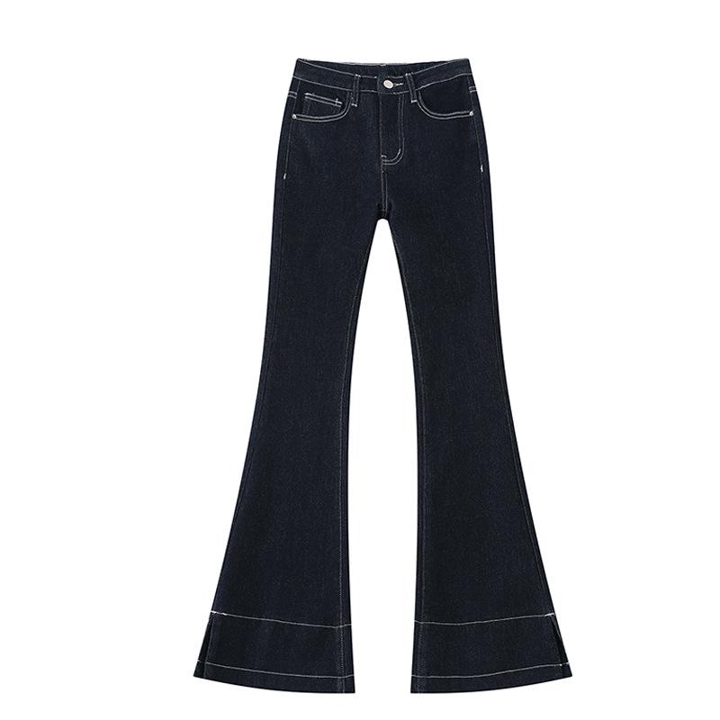Blue Flare Jeans for Women's Loose New High-waist Stretch-slimming Floor Bell-bottom Pants