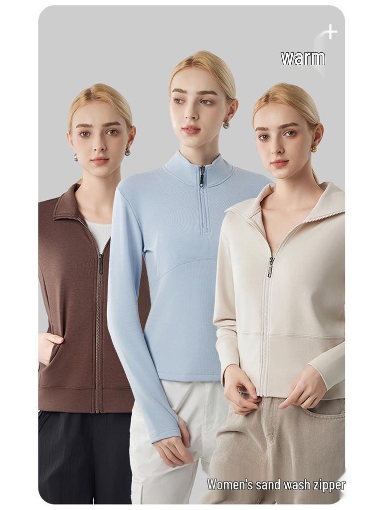 Women's Canary Jacket: Autumn/Winter Casual Cardigan, Stand-Up Collar, Windproof, Thickened, Warm Sports Top.