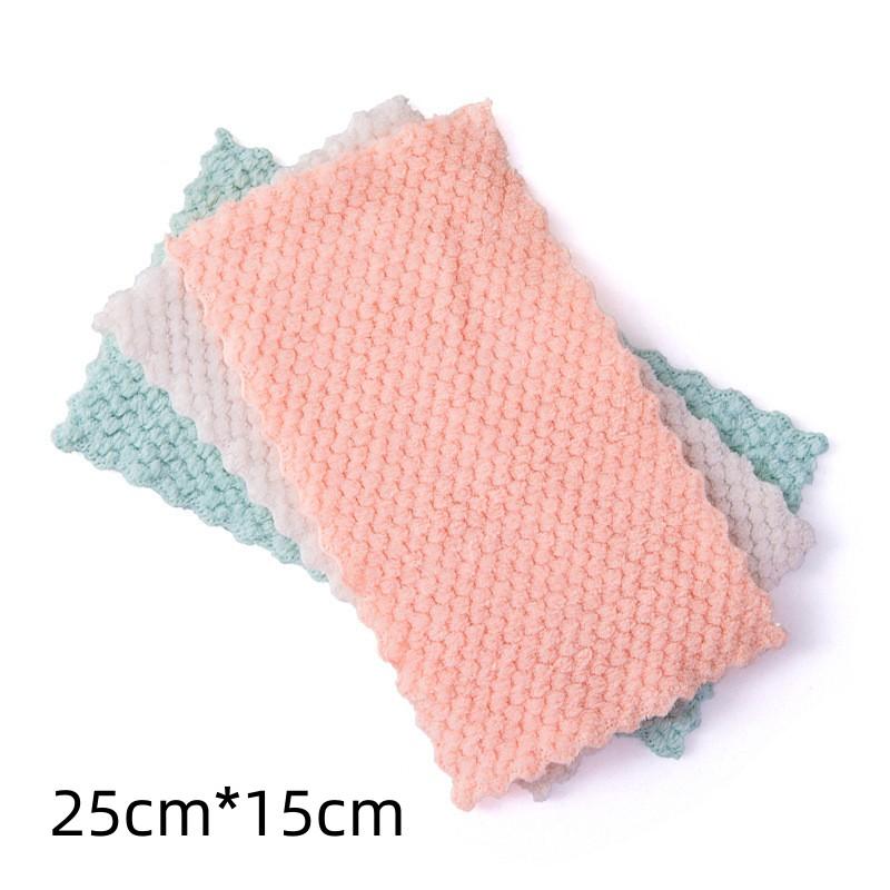 

12 шт. двухслойная впитывающая ткань из микрофибры для кухонной посуды с антипригарным маслом, бытовая чистящая ткань, протирочное полотенце, домашний кухонный инструмент, тряпки для пыли 6Pcs