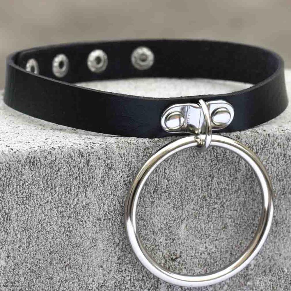 Schwarzer Leder Goth Choker Punk Harajuku Halsband Gothic Halskette Grunge Choker Cosplay Party Festival Schmuck