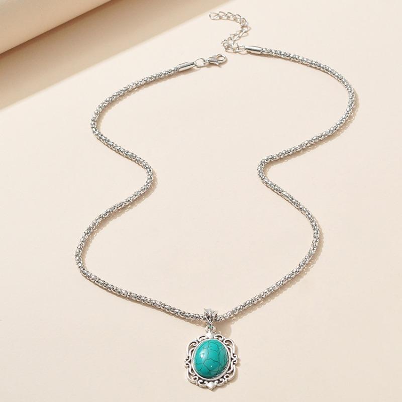 3 pcs Vintage Bohemian style turquoise necklace bracelet earrings three piece set Zircon gift 2024