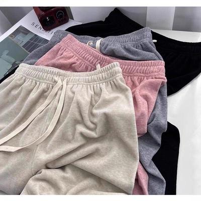 Korean Style Women's Sticky Rice Super Soft Wide-Leg Floor-Length Pants - Autumn Winter Lace-up Casual Drape Straight Leg Trousers