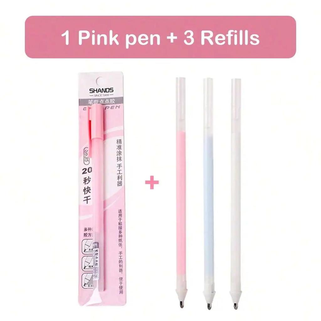 1+3Pcs Macaron Dispensing Pen Student Diy Hand Account Manual Quick-drying Glue Dispensing School Office Supplies Stationery