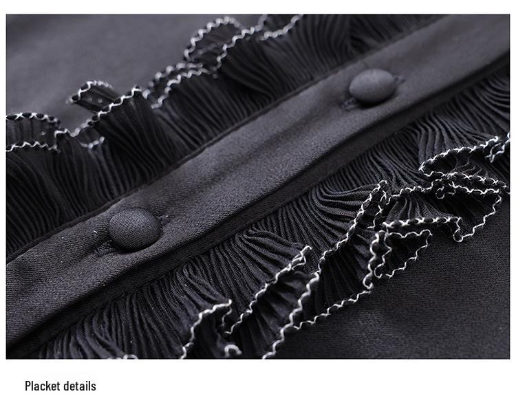 Women's Ruffled Chiffon Long Sleeve Shirt - Spring/Autumn Western Style Top