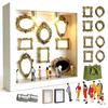 DIY Mini Museums Silhouettes Box,Shadows Box Frame Display Case,Personalize Photo Shadows Box Display with Figurine B03E