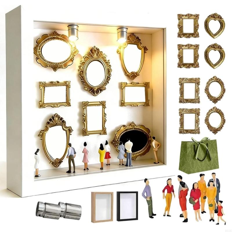 DIY Mini Museums Silhouettes Box,Shadows Box Frame Display Case,Personalize Photo Shadows Box Display with Figurine B03E