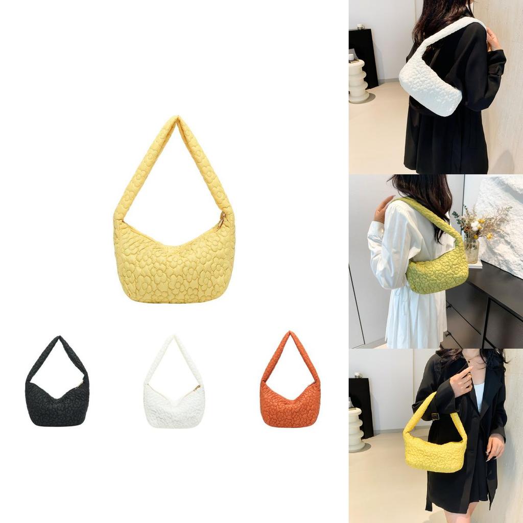 Elegant Floral Ruched Tote Bag For Women 2024 Summer Fresh Versatile Underarm Bag