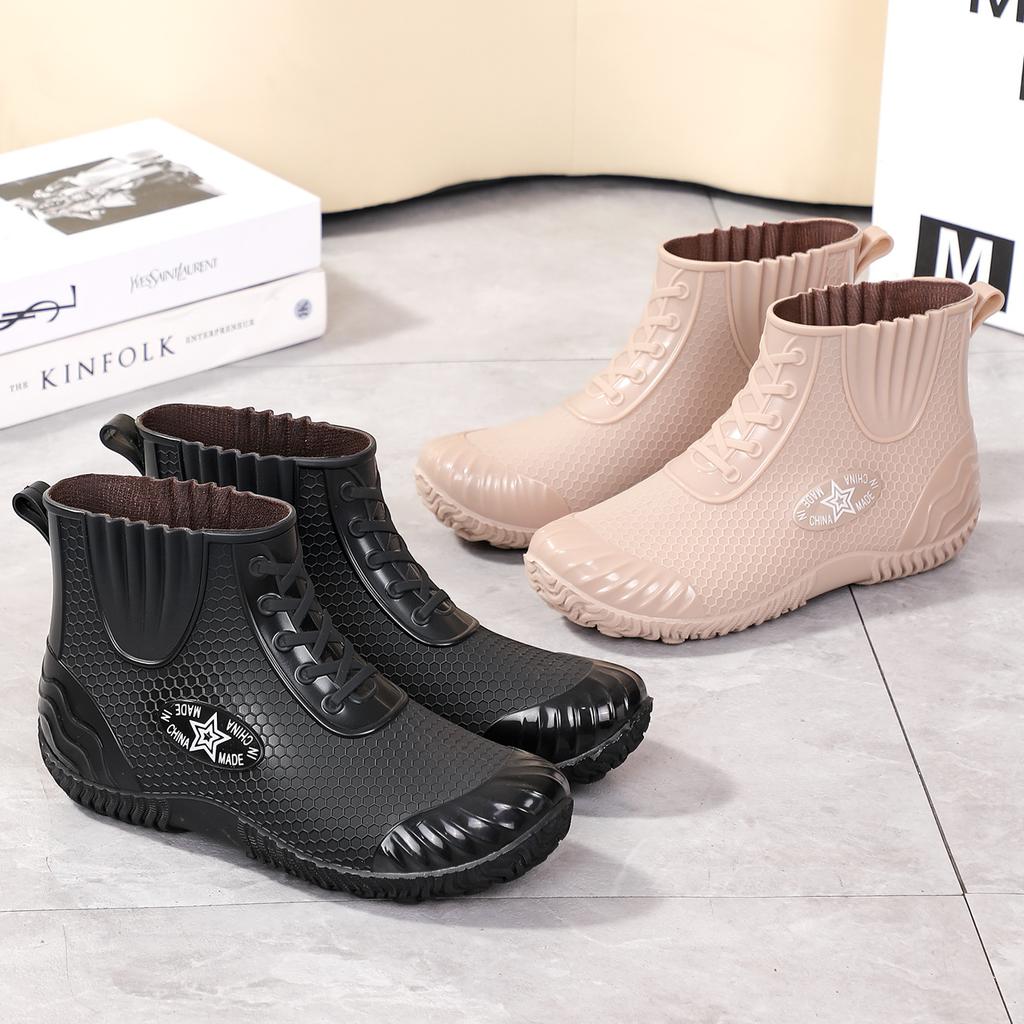 Rain shoes women's soft overshoes new wear-resistant rubber shoes low-top fashion outer wear short rain boots anti-skid shoes women