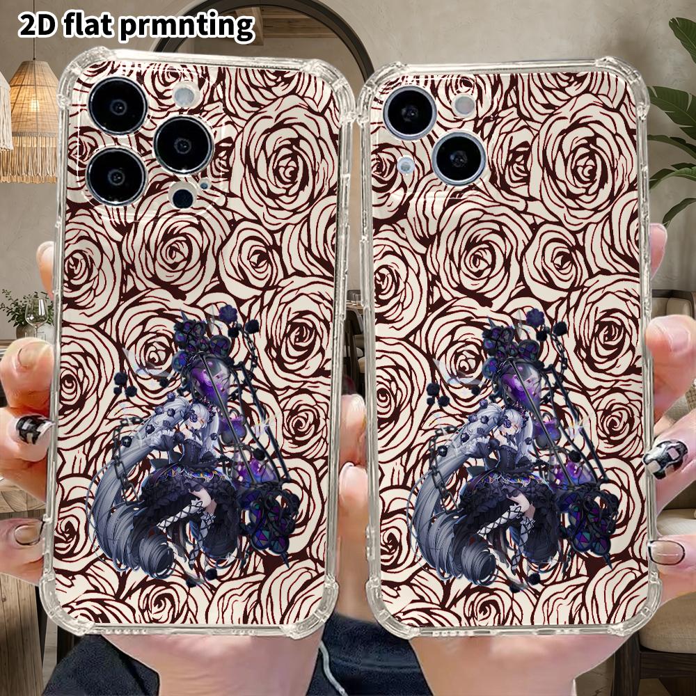 Phone Case: 2D Flat Design, Suitable for iPhone 18 17 16 15 14 13 Pro, Transparent Corner Protection Case, Twin-tail Girl, Christmas and Halloween Gif