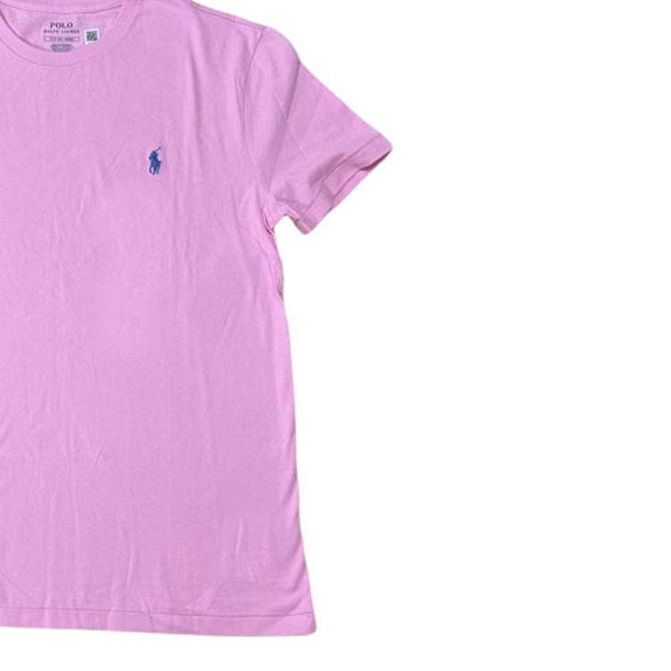 Polo Ralph Lauren Solid Color Pony Embroidered Crew Neck Casual Short Sleeve T-Shirt Men t-shirts Pink 710938686-003