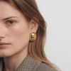 18K Gold Chubby Stud Earrings Cocoon Hemispherical Three-dimensional Oval Earrings Ear Jewelry S