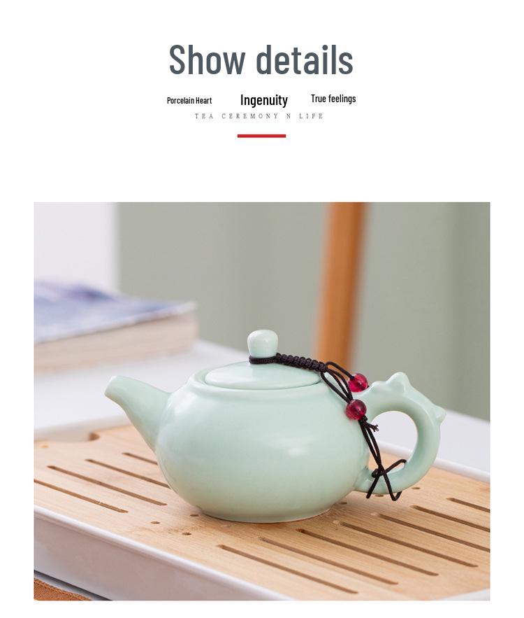 Portable Ceramic Tea Set with Tray - Custom Engraved Anniversary Gift