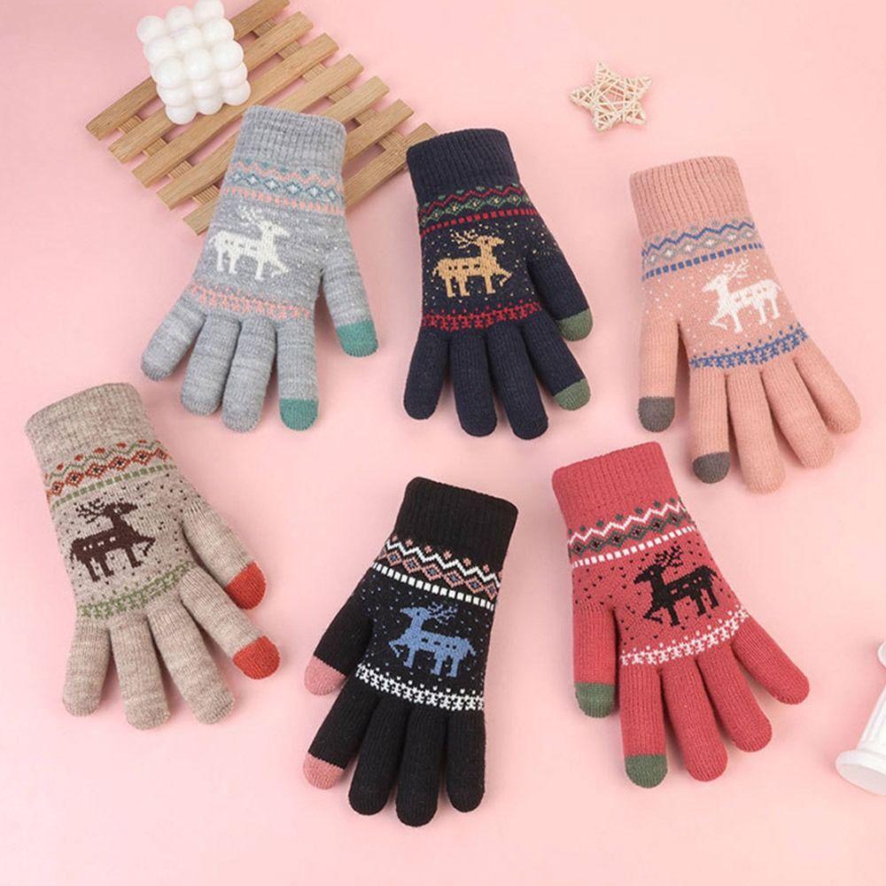 Fleece Lining Winter Gloves Thickened Knitted Gloves Fashion Warm Gloves  Women Men