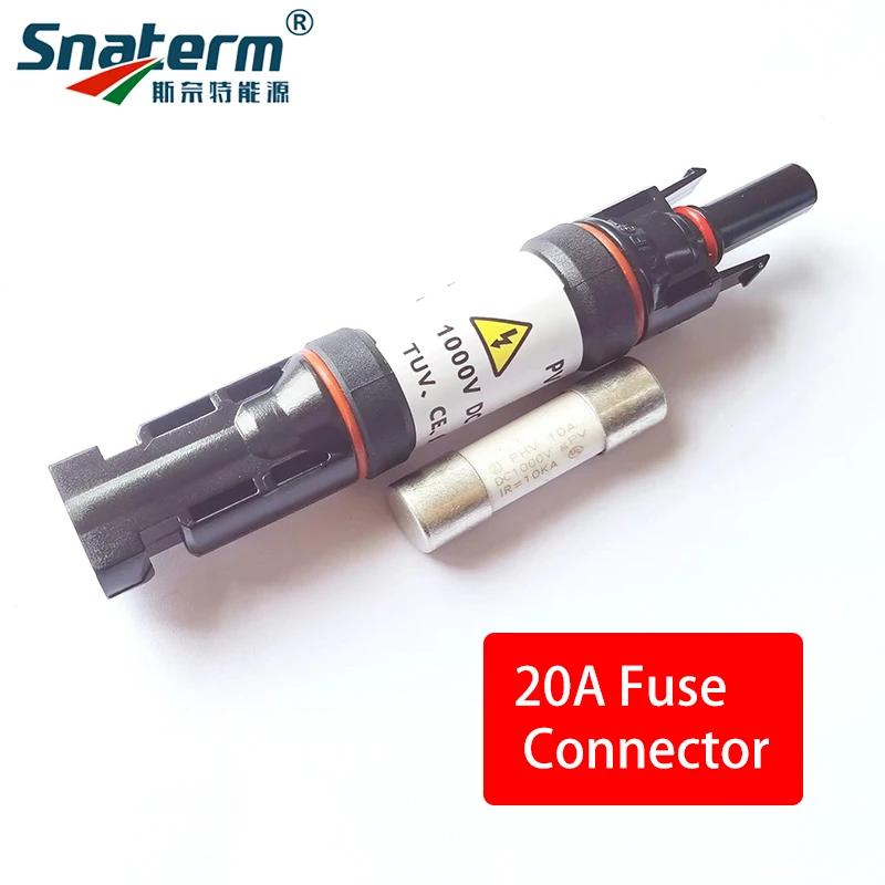 1000VDC 10A 15A 20A 30A DC Solar Fuse Connector Fusible Holder with Inline Fuse for Solar Panel Systems TUV Approved