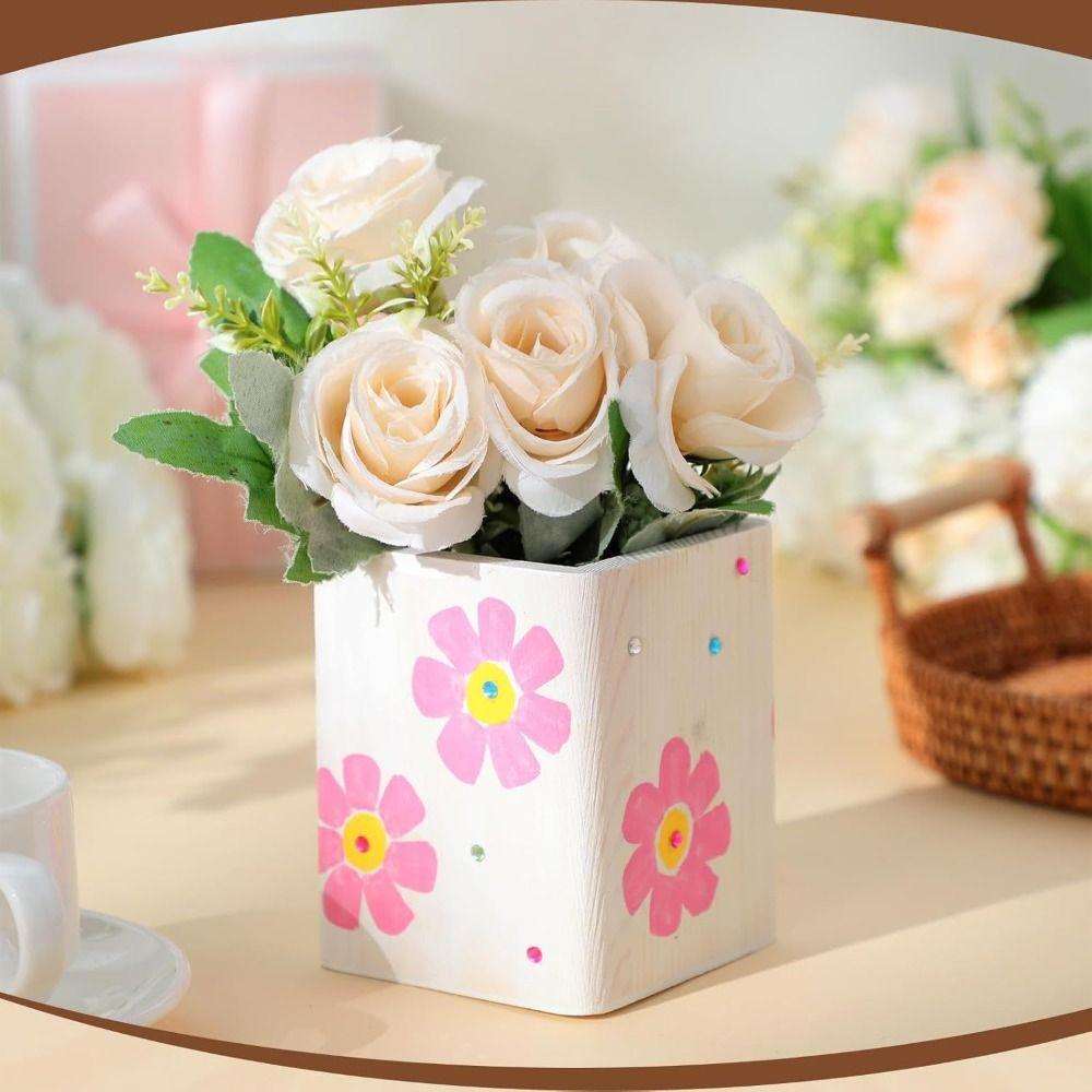 Wooden Pen Container Round/Hexagonal/Square Makeup Brush Holder Desktop Organizer  Gift