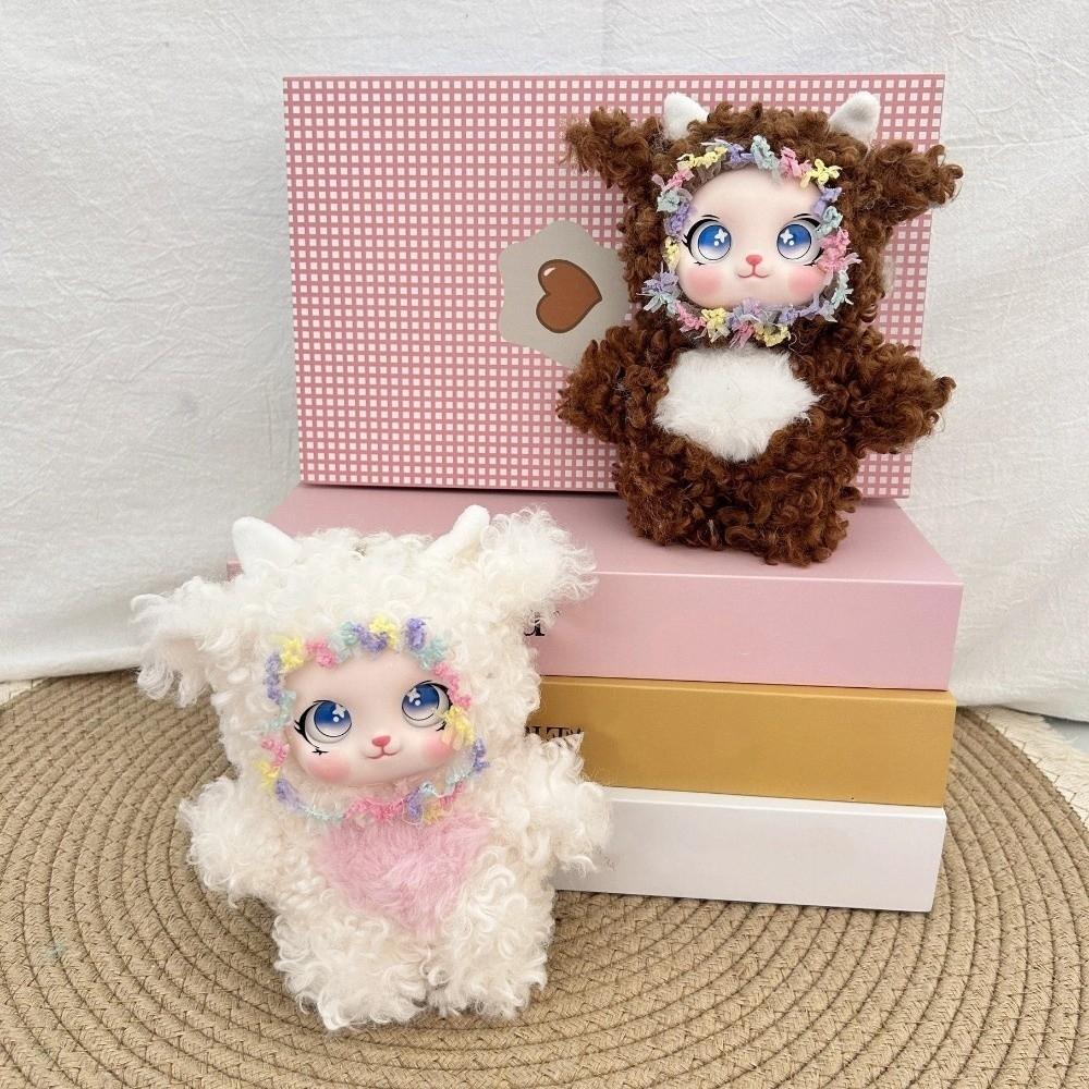 Fluffy Plush Rabbit Plush Keychain Sparkling Big Eyes Vinyl Face Doll Pendant Backpack Decor