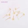 14K Gold Plated Brass Blank Stud Earring Base Fit Cabochon Cameo Settings Post Earring Fittings DIY Jewelry Making Accessories