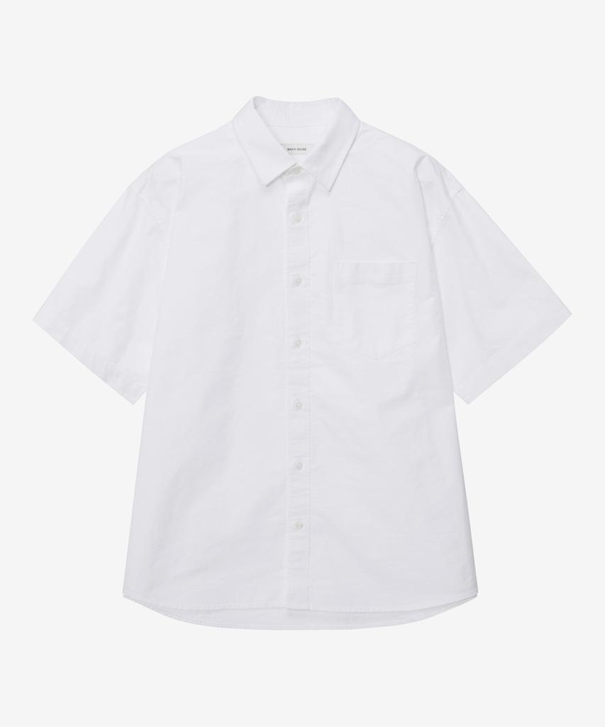 BASIC HOUSE Oxford Semi-Overfit Short Sleeve Shirt White Lzws3101