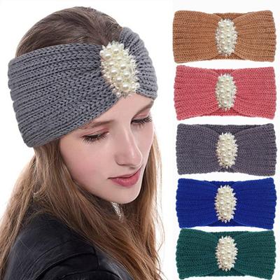 Nouveau élégant femmes perles Crochet bandeau cristal tricoté bandeau hiver oreille plus chaud bandeau dame cheveux accessoires
