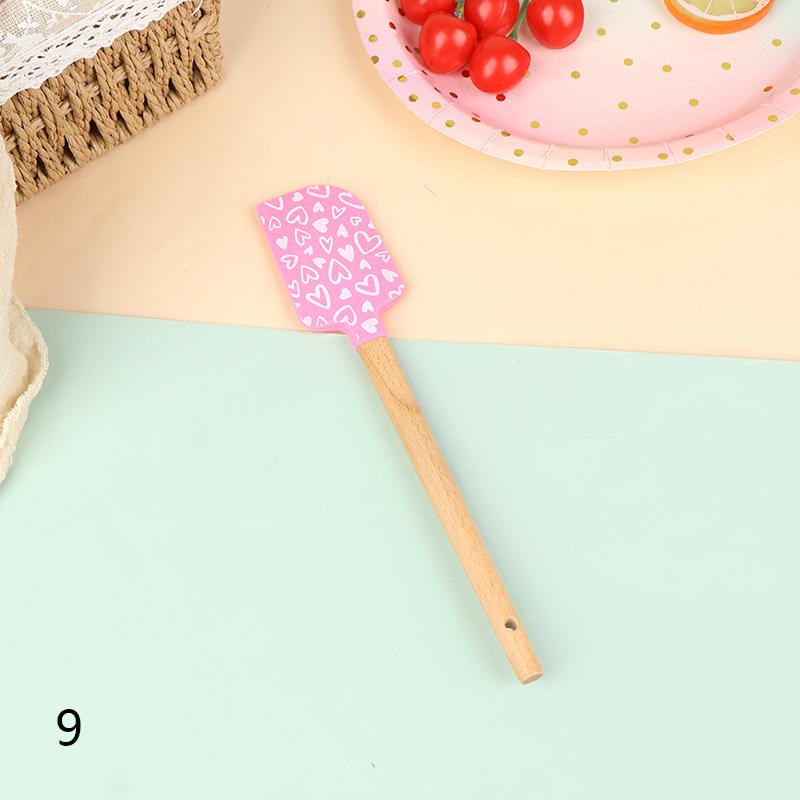 Dřevěná rukojeť Silikonová špachtle Škrabka Hladítko Hladší Nástroj na pečení dortů Krém