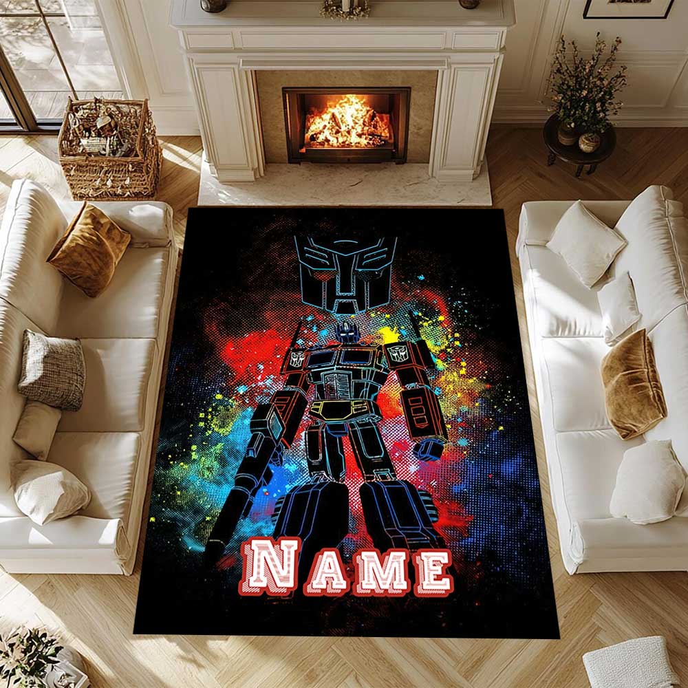 Transformers Fans Customize Your Name Rug, Office Chair Cushion, Home Bedroom Living Room Gift.