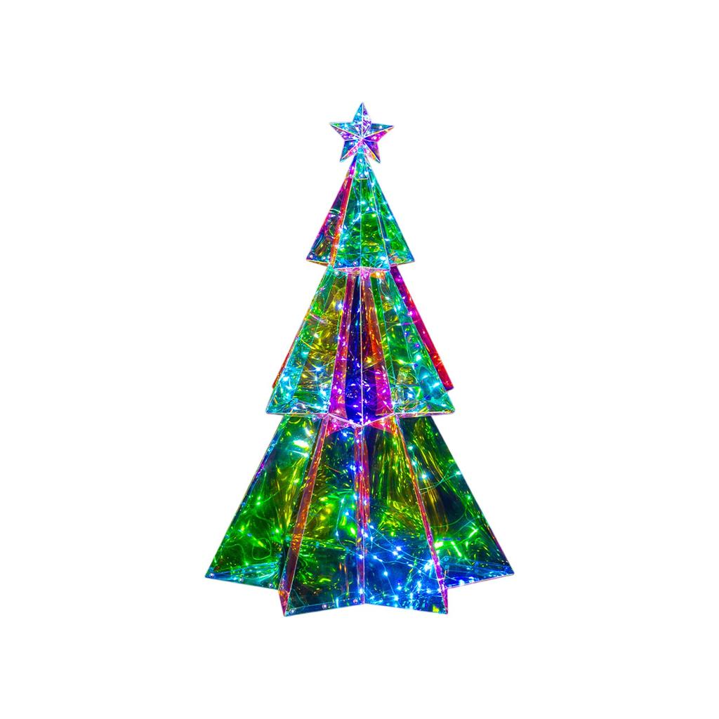 Christmas Hexagonal Three-layer Christmas Tree Luminous Decoration Ornaments, Colorful Luminous Christmas Decorations Scene Layout Crafts
