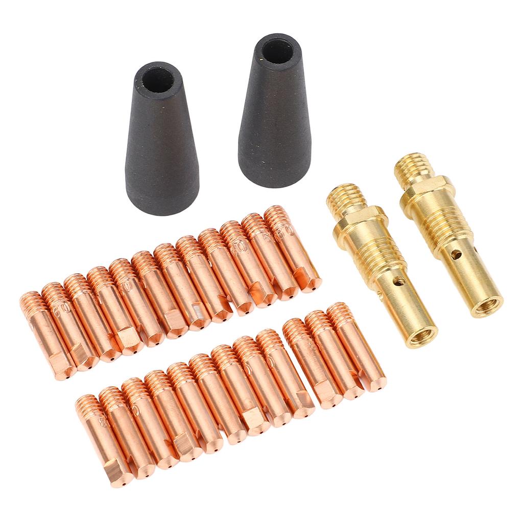 28 Pcs Set Flux Core Gasless Nozzle Brass Gas Diffuser and 0.031in 0.035in Tips for Magnum 100L